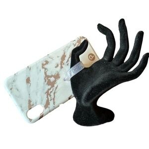 Loopy MAX iPhone XR white & rose gold marble with clear rose gold glitter loopy